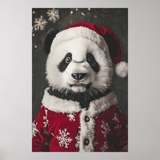 Christmas Panda Art Print, Funny Holiday ポスター (正面)