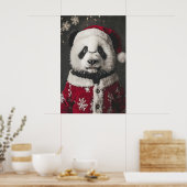 Christmas Panda Art Print, Funny Holiday ポスター (キッチン)