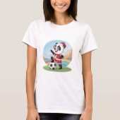 Christmas Panda with Christmas Hat and Soccer Ball Tシャツ (正面)
