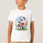Christmas Panda with Christmas Hat and Soccer Ball Tシャツ (正面)