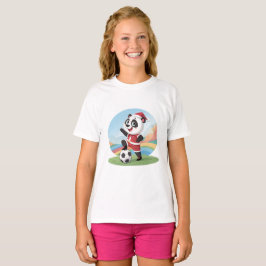 Christmas Panda with Christmas Hat and Soccer Ball Tシャツ
