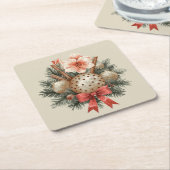 Christmas Panettone Arrangement スクエアペーパーコースター (アングル)