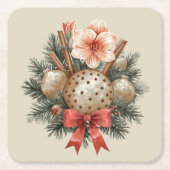 Christmas Panettone Arrangement スクエアペーパーコースター (正面)