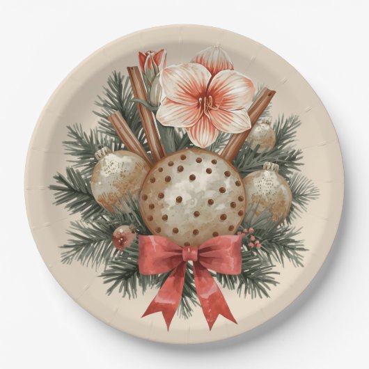 Christmas Panettone Arrangement ペーパープレート (正面)
