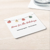 Christmas Paper Coaster with Playful Holiday Icons スクエアペーパーコースター (アングル)