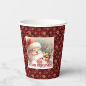 Christmas Paper Cups Featuring Cute Santa Rudolph 紙コップ (正面)