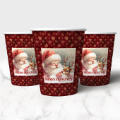 Christmas Paper Cups Featuring Cute Santa Rudolph 紙コップ