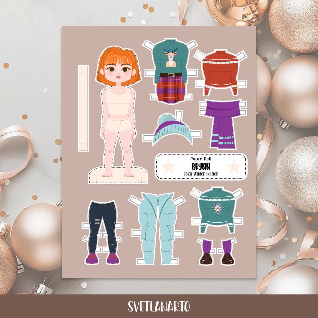 Christmas Paper Doll Redhead Girl Winter Outfits (クリエイターアップロード済み)