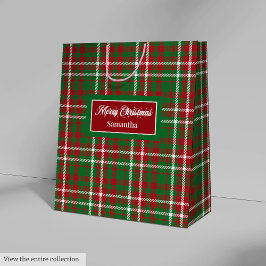Christmas Paper Gift Bags Elegant Tartan Accent ミディアムペーパーバッグ