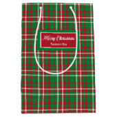 Christmas Paper Gift Bags Elegant Tartan Accent ミディアムペーパーバッグ (正面)