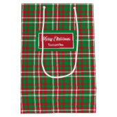 Christmas Paper Gift Bags Elegant Tartan Accent ミディアムペーパーバッグ (裏面)