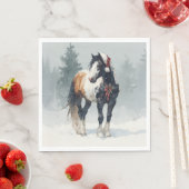 Christmas Paper Napkin / Beautiful Paint Horse  スタンダードランチョンナプキン (インサイチュ)