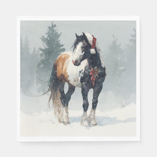 Christmas Paper Napkin / Beautiful Paint Horse  スタンダードランチョンナプキン (正面)
