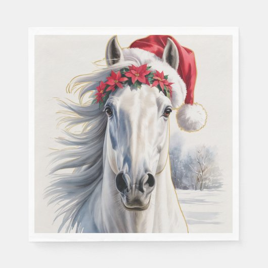 Christmas Paper Napkin / Beautiful white horse スタンダードランチョンナプキン (正面)