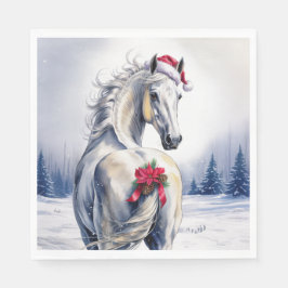 Christmas Paper Napkin / Beautiful white horse スタンダードランチョンナプキン