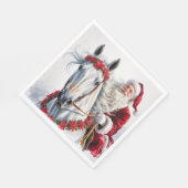 Christmas Paper Napkin Santa Riding a White Horse スタンダードランチョンナプキン (角)