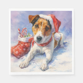 Christmas Paper Napkin with adorable Jack Russel スタンダードランチョンナプキン