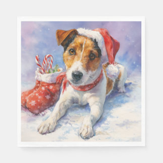 Christmas Paper Napkin with adorable Jack Russel スタンダードランチョンナプキン