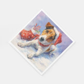 Christmas Paper Napkin with adorable Jack Russel スタンダードランチョンナプキン (角)