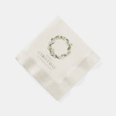 Christmas Paper Napkin with Greenery Wreath 縁ありカクテルナプキン (角)