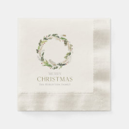 Christmas Paper Napkin with Greenery Wreath 縁ありカクテルナプキン
