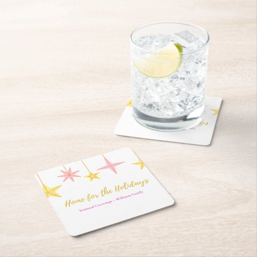 Christmas Paper Napkin with Holiday Motifs スクエアペーパーコースター (インサイチュ)