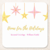 Christmas Paper Napkin with Holiday Motifs スクエアペーパーコースター (正面)