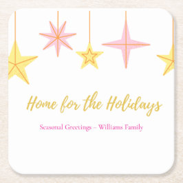 Christmas Paper Napkin with Holiday Motifs スクエアペーパーコースター