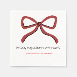 Christmas Paper Napkin with Trees & Hearts スタンダードカクテルナプキン