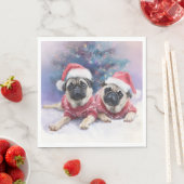 Christmas Paper Napkin with two adorable pugs スタンダードランチョンナプキン (インサイチュ)