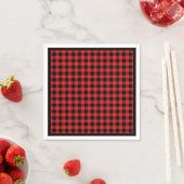 Christmas Paper Napkins Red & Black Buffalo Plaid スタンダードカクテルナプキン (インサイチュ)