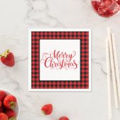 Christmas Paper Napkins Red & Black Buffalo Plaid スタンダードカクテルナプキン (インサイチュ)