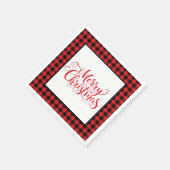Christmas Paper Napkins Red & Black Buffalo Plaid スタンダードカクテルナプキン (角)