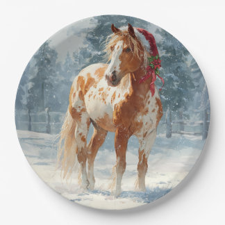 Christmas Paper Plate / Beautiful Appalossa Horse ペーパープレート