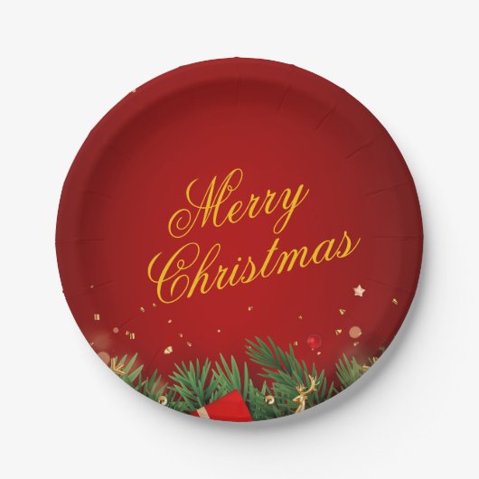 Christmas Paper Plate – Festive Holiday Tableware ペーパープレート (正面)