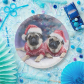 Christmas Paper Plate for pug lovers ペーパープレート (パーティー)