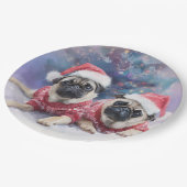 Christmas Paper Plate for pug lovers ペーパープレート (アングル)