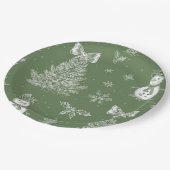 Christmas paper plate green toile ペーパープレート (アングル)