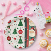 Christmas Paper Plate – Santa & Holiday  ペーパープレート (パーティー)