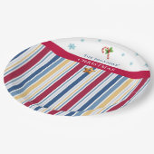 Christmas Paper Plates – Blue, Red & Gold Stripes ペーパープレート (アングル)