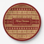 Christmas Paper Plates Elegant Red Gold Holiday ペーパープレート (正面)