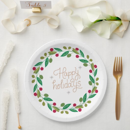 Christmas Paper Plates– Holiday Party Dining  ペーパープレート (ウェディング)