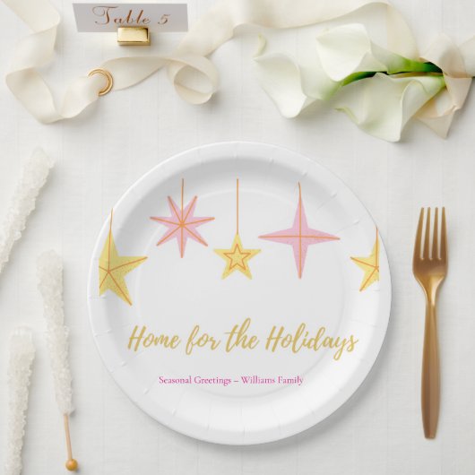 Christmas Paper Plates with Holiday Motifs ペーパープレート (ウェディング)