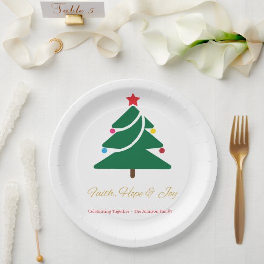 Christmas Paper Plateswith Holiday Motifs ペーパープレート (ウェディング)