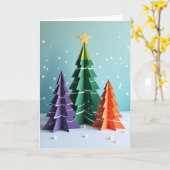 Christmas Paper Trees Card カード (黄色い花)