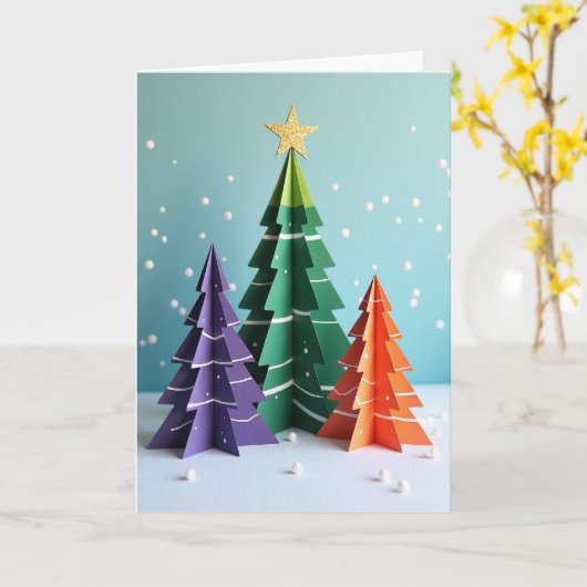 Christmas Paper Trees Card カード (黄色い花)