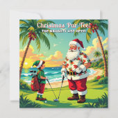 Christmas Par-Tee Fun Tropical Golf Santa Party SQ 招待状 (正面)