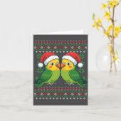 Christmas Parakeet Ugly Xmas Sweater Parakeets Lon カード (黄色い花)