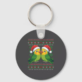 Christmas Parakeet Ugly Xmas Sweater Parakeets Lon キーホルダー (正面)