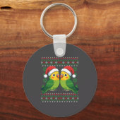 Christmas Parakeet Ugly Xmas Sweater Parakeets Lon キーホルダー (正面)